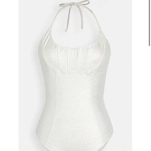 Lisa Marie Fernandez Corset Silver Metallic Crepe Maillot - Picture 5 of 7